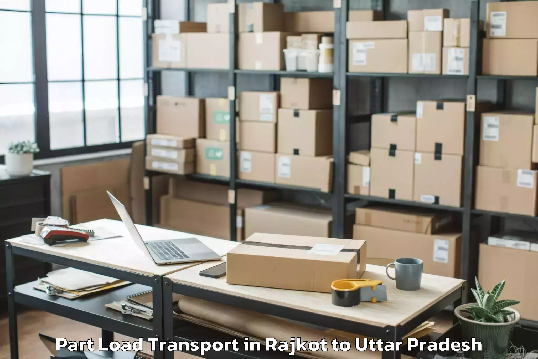 Top Rajkot to Mishrikh Part Load Transport Available